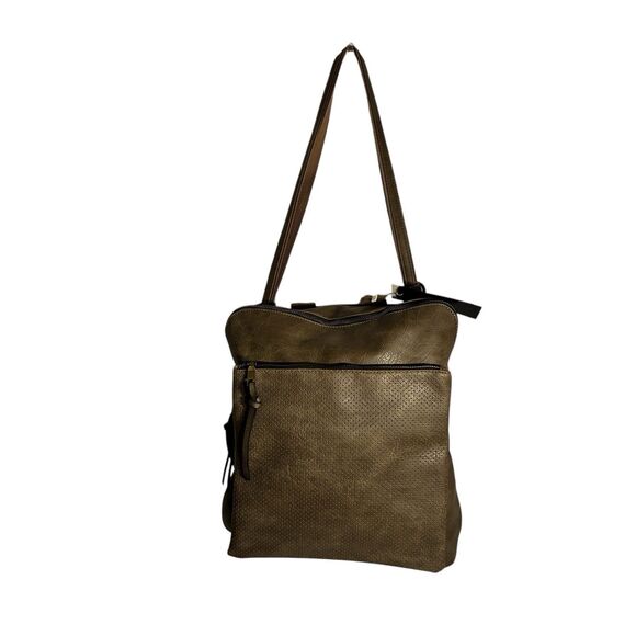 Le Miel Olive Colored Large Purse W/Shoulder And Hand Straps. Gold Hardware NEW - Picture 9 of 16